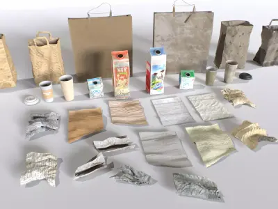 Paper Junk Low-poly 3D model