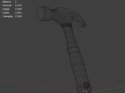Low Poly Industrial Hammer  Mechanic Tool Low-poly 3D model