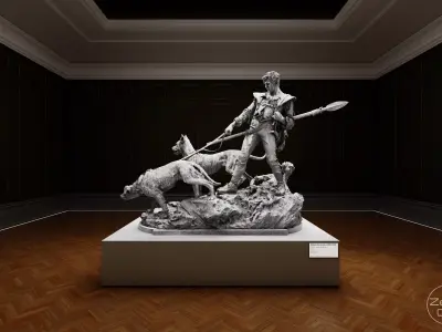 Art Museum Gallery Interior 8 - Textured - UE5 - Blender Low-poly 3D model