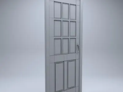 simple wooden french door 3d model 3D model
