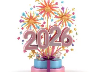 Stylized 2026 New Year Celebration 3D Sculpture Low-poly 3D model