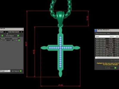 High Cross Pendant Light Gold 18K 3CP097 3D model