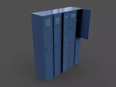 PBR School Gym Locker 07 - Blue Dark Low-poly 3D model