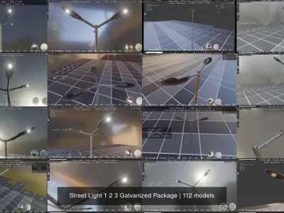 Street Light 1 2 3 Galvanized Package