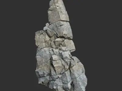 Low poly Gray Cliff Modular Rock 211219 Low-poly 3D model