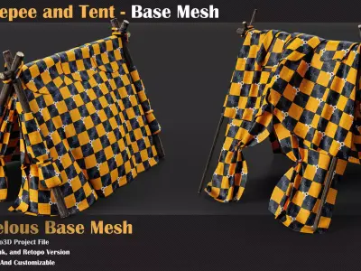15 Tepee and Tent Base Mesh - VOL 29   3D model