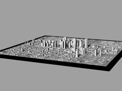 3D Calgary Map City Art 3D Landmark Calgary Skyline 3D Art 3D print model