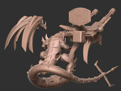 Mecha Dragon Sci-fi Armored Creature 3D Model 3D print model