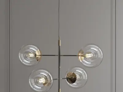 MEREDITH chandelier with three glass globes 3D model
