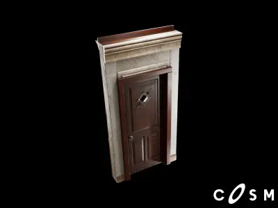 Steampunk Module Exterior Door Single Low-poly 3D model