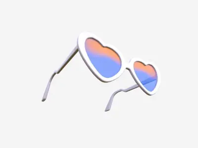 Sunglass Heart C03 Light Purple - Character Design Fashion Low-poly 3D model