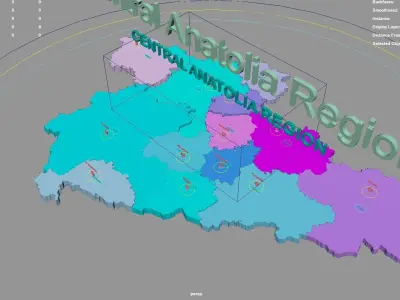 Central Anatolia Region  Turkey map region geography political 3D model