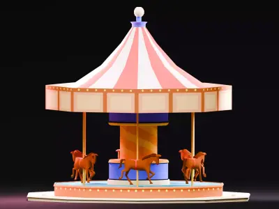 Amusement Park - Carousel Low-poly 3D model