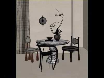 Restaurant tables and chairs 3D model