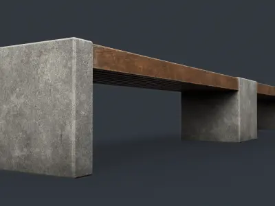 Modern Outdoor Bench 36 PBR Game Ready Low-poly 3D model