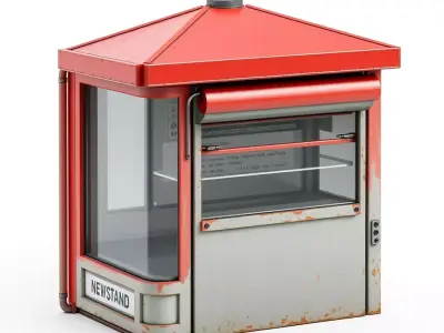 Vintage Street Newsstand Kiosk Low-poly 3D model