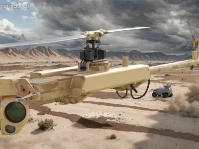  Desert Military Surveillance Drone Rigged for Cinema 4D 