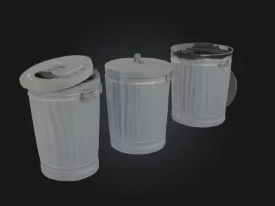 Trash Cans Trio  Urban Waste Management Set 3D model