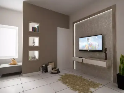 c4d living room top view 3D model