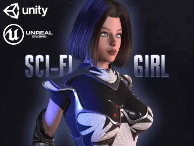 Sci-Fi Girl Low-poly 3D model