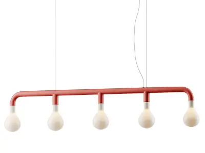 Chromed and Matte Red Pom Pom 5 Linear Pendant from Calligaris 3D model
