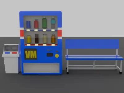 Low-poly vending machine set 3D model