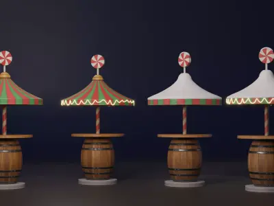 Christmas Candy Bar Table - Stylized 3D Asset Low-poly 3D model