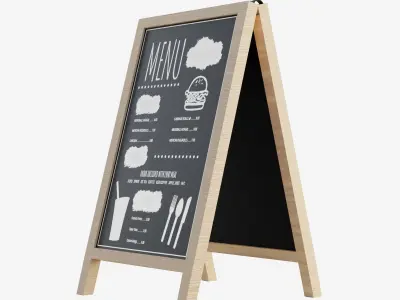 Cafe Bar Menu Stand Low-poly 3D model