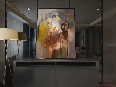 living room with dining room 3D model12 3D model