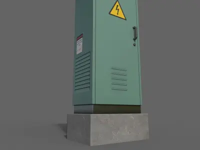 PBR Electric Box Green V2 Low-poly 3D model