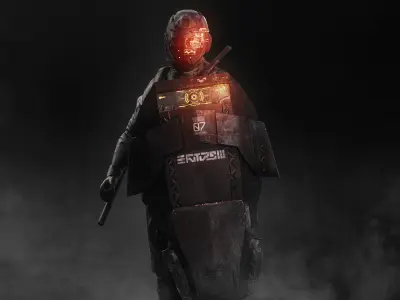 Sci Fi Riot Soldier Low-poly 3D model