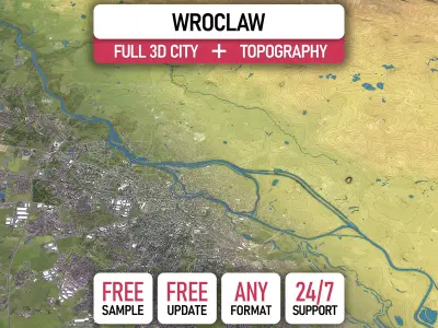 Wroclaw - Topography Terrain 3D City 3D Model Pack