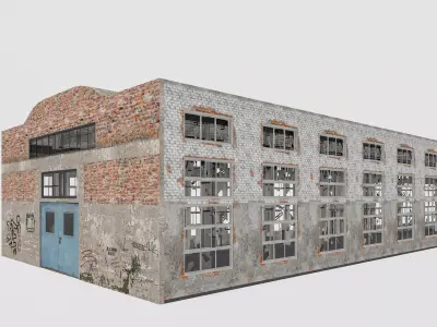 Old Warehouse interior and exterior 4 3D model