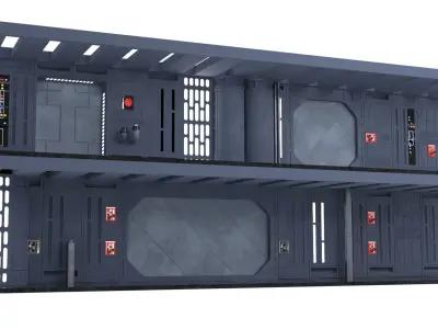 Death Star hallway walls and doors - 1-6 scale Hottoys 3D Model Pack