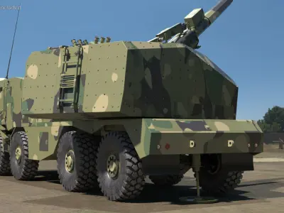  Artillery Self Propelled Howitzer in Full Readiness 