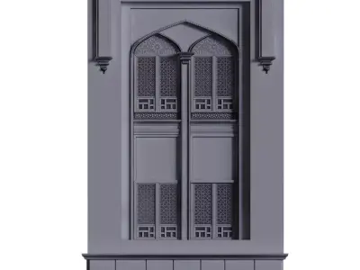 arabic exterior facade element set 812 Low-poly 3D model