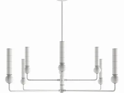 Paula brass pendant light fixture 3D model