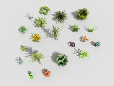 low poly foliage pack Low-poly 3D model
