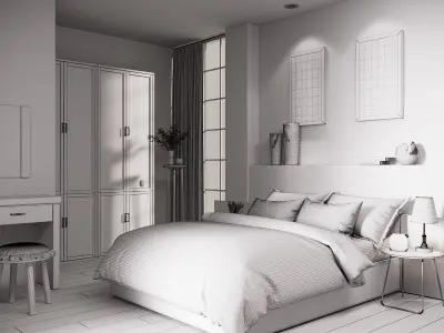 Bedroom Completely finished 3d scene 3D model