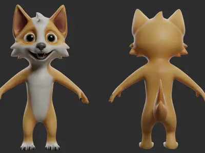 Cartoon Dog  - Topology + UV Map
