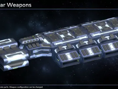 Spaceship Enkar Republic Cruiser Lakbartak Low-poly 3D model