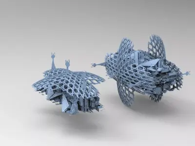 Bee Hive sci fi tower 2 versions 3D model