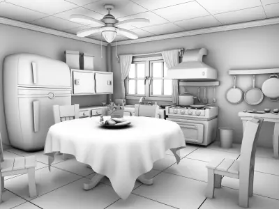 3D Cartoon kitchen environment 3D model