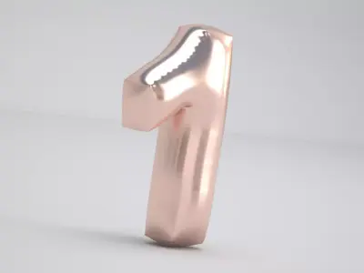 1 Number Balloon Copper 3D model