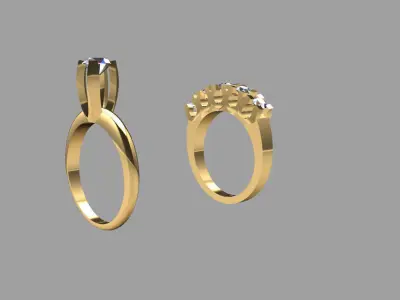 Diamond-Set Gold Ring and Pendant Set 3D print model