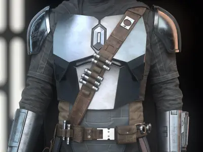 Mandalorian Realistic 3D Model Low Poly star wars armor Low-poly 3D model