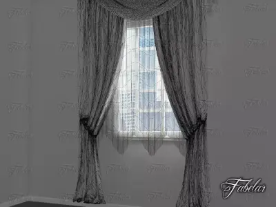 Curtains room with and window 3D model