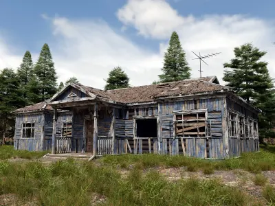 Abandoned wooden house 3D model purchase