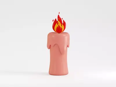Cartoon Candle Low-poly 3D model