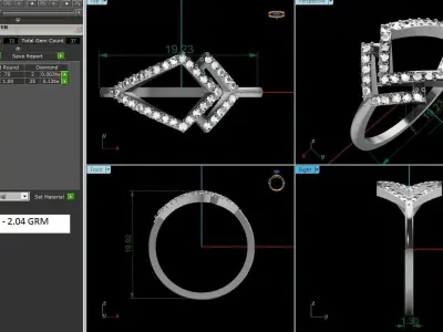 Diamond Ring For Women 3d Print Model 3D print model 28